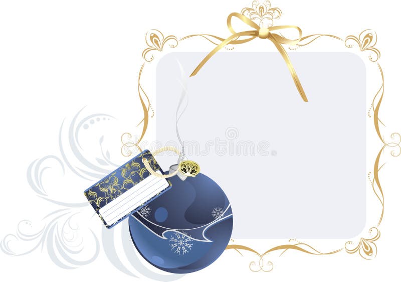 Bola de la Navidad con la tarjeta del día de fiesta en el marco libre illustration Bola de la Navidad con la tarjeta del día de fiesta en el marco libre illustration