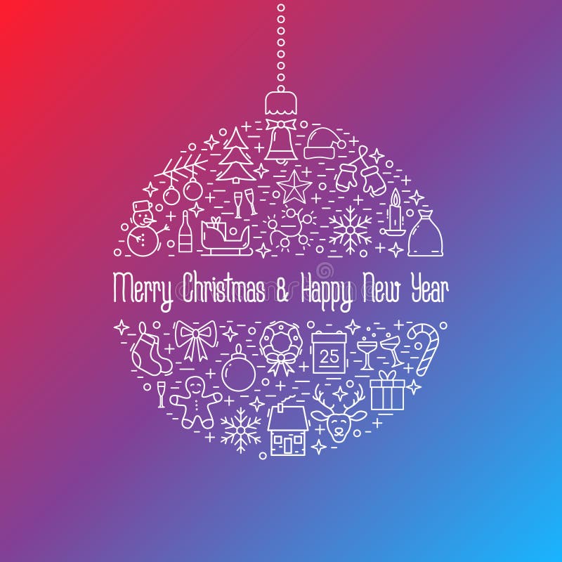 Bola de la Navidad con la línea iconos libre illustration Bola de la Navidad con la línea iconos libre illustration