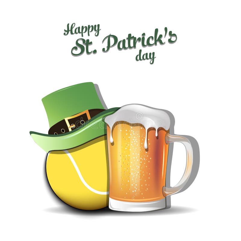 Bola feliz do dia e de tênis do St Patricks ilustração royalty free Bola feliz do dia e de tênis do St Patricks ilustração royalty free
