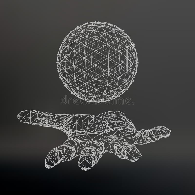 Bola no braço A mão que guarda uma esfera ilustração stock Bola no braço A mão que guarda uma esfera ilustração stock