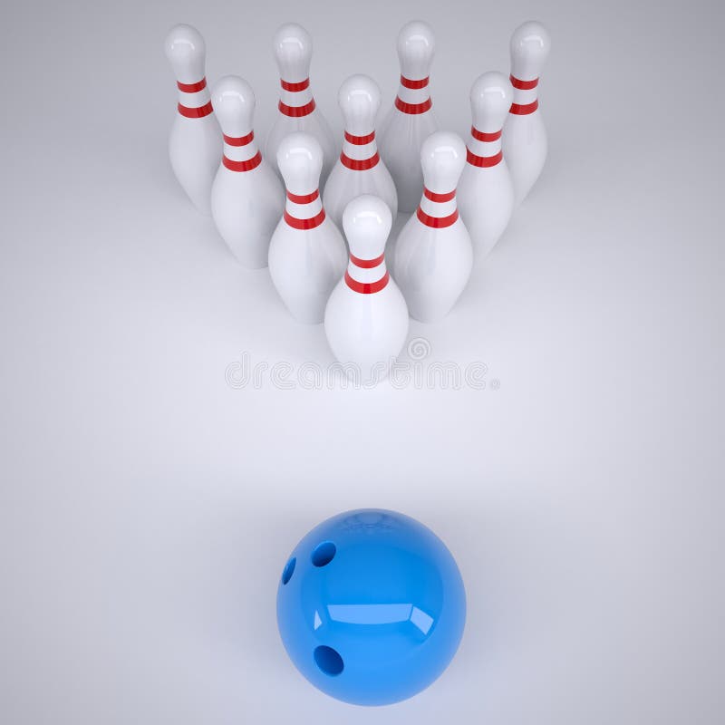 Bola y bolos azules para rodar ilustración del vector Bola y bolos azules para rodar ilustración del vector