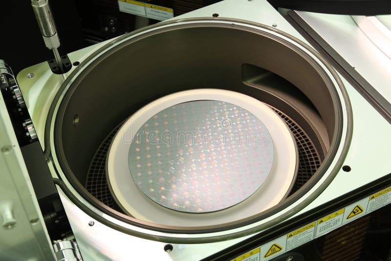 Silicon wafer during production process. Silicon wafer during production process