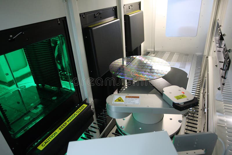 Silicon wafer during production process. Silicon wafer during production process