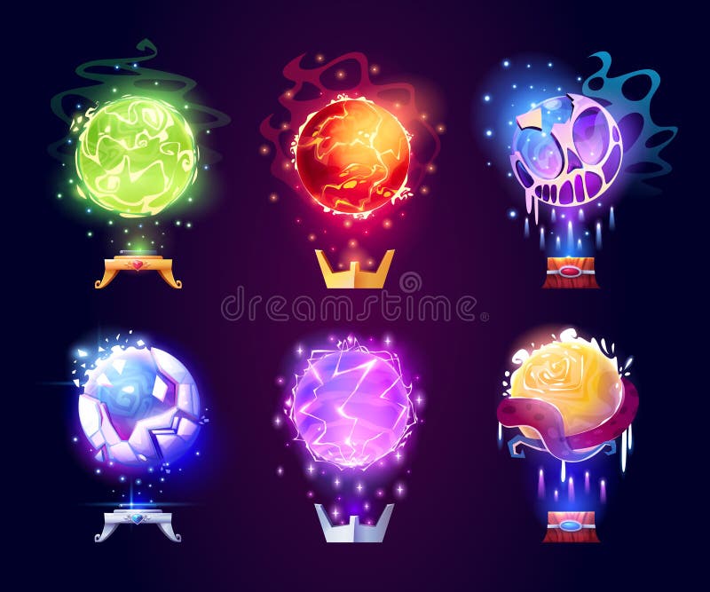 Bolas de cristal mágicas esferas de energia de fantasia com efeito