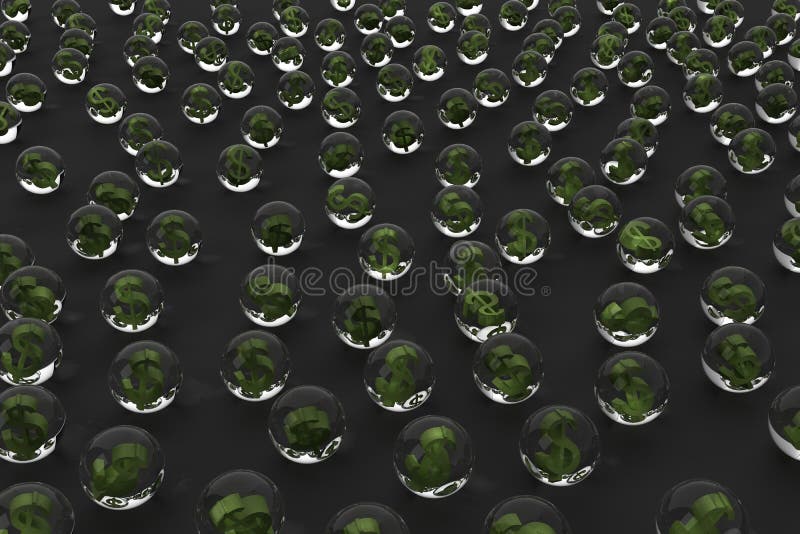 Bolas de cristal que contienen muestras de dólar ilustración del vector Bolas de cristal que contienen muestras de dólar ilustración del vector