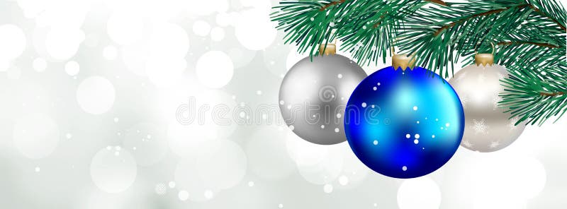 Bolas De Navidad Plateadas Y Azules - Ilustración Para Portada De Facebook  - Vector Ilustración del Vector - Ilustración de tarjeta, arqueamiento:  166716148