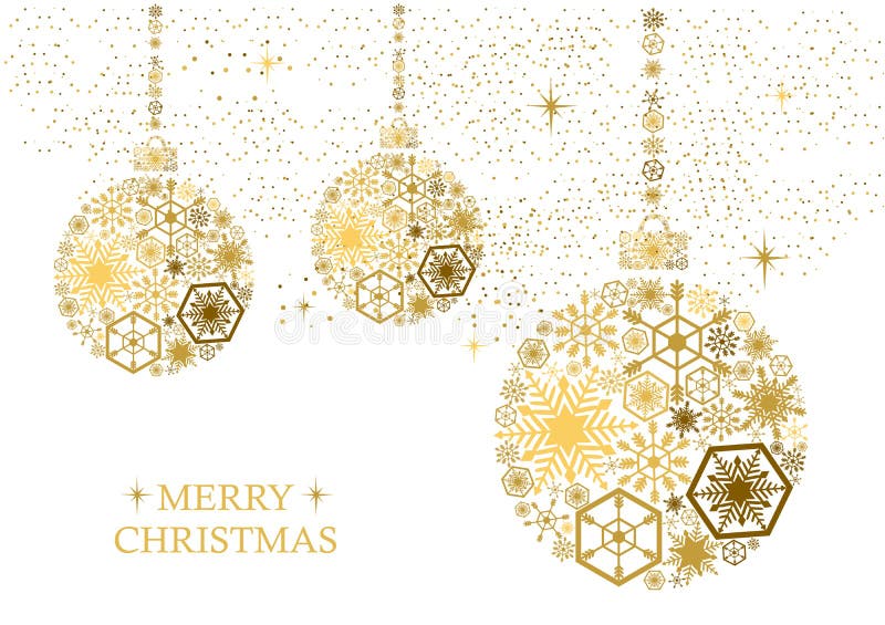 Bolas de oro de la Navidad con los copos de nieve en un fondo blanco Ho libre illustration Bolas de oro de la Navidad con los copos de nieve en un fondo blanco Ho libre illustration