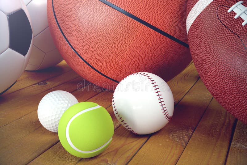 bolas del deporte de la representación 3d en backgorund de madera Conjunto de bolas del deporte Equipo de deporte tales nosotros libre illustration bolas del deporte de la representación 3d en backgorund de madera Conjunto de bolas del deporte Equipo de deporte tales nosotros libre illustration