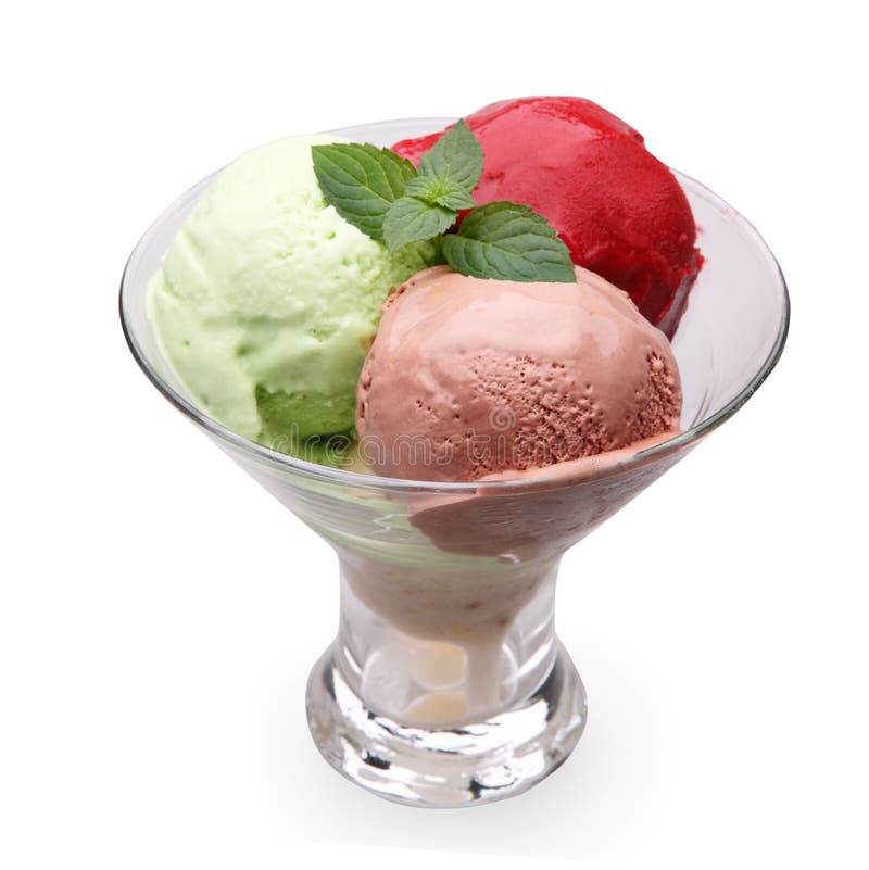 Bolas de helado en un vaso imagenes de archivo