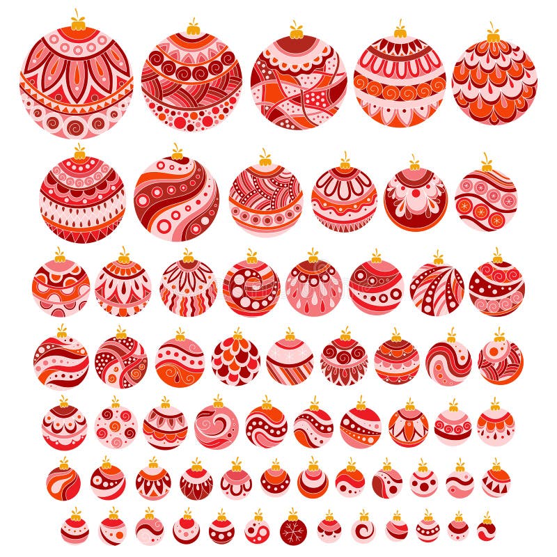 Bolas dibujadas mano de la Navidad del garabato del color fijadas libre illustration Bolas dibujadas mano de la Navidad del garabato del color fijadas libre illustration