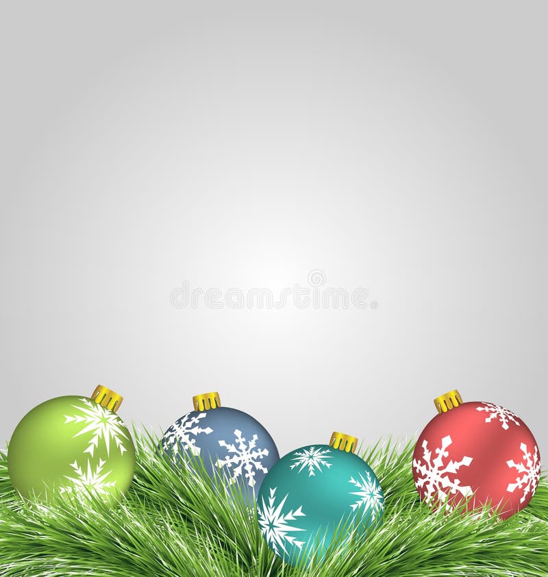 Bolas do Natal em ramos do pinho ilustração royalty free Bolas do Natal em ramos do pinho ilustração royalty free