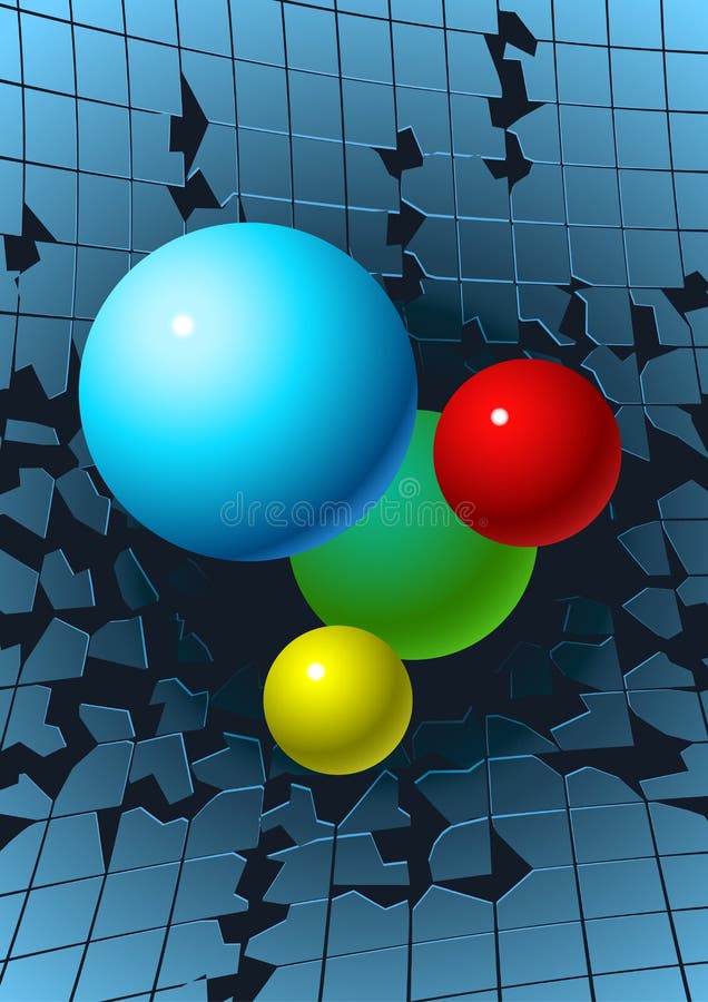 Bolas que quebram o vidro ilustração do vetor Bolas que quebram o vidro ilustração do vetor