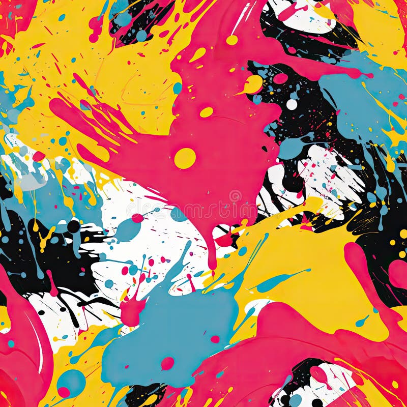 Bold and Expressive Paint Splatters on a Seamless Pattern (tiled Stock ...