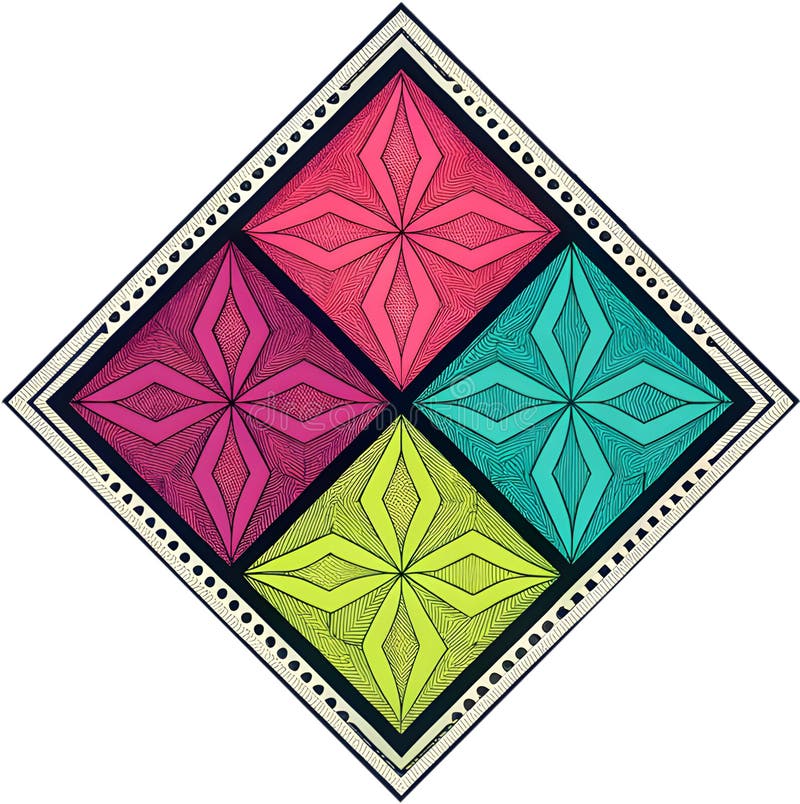 Colorful geometric patterns creating vibrant abstract visual designs for modern art. royalty free illustration