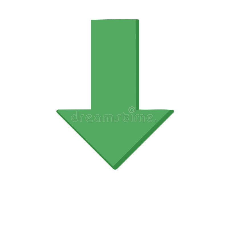 Bold Green Arrow Pointing Downward Illustration. Flat Icon of a Simple Directional Indicator. Vector Element vector illustration