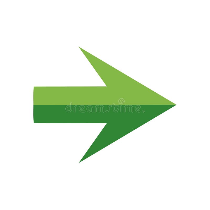 Bold green arrow pointing to the right indicating forward movement and progress stock illustration