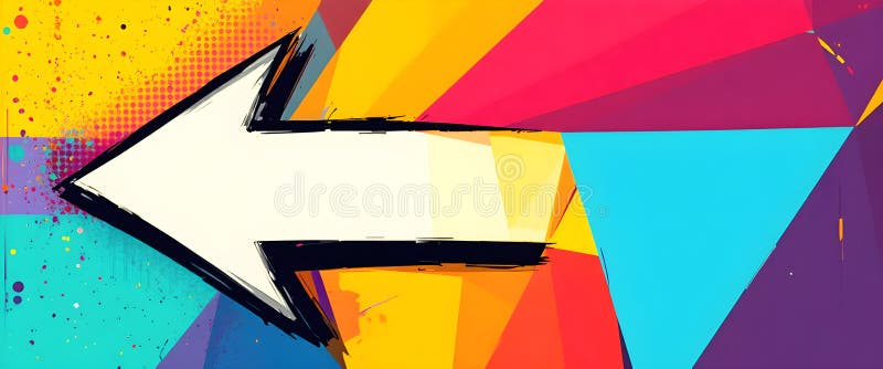 Bold Hand Drawn White Arrow On Vibrant Colorful Abstract Background For Dynamic Design Concepts vector illustration
