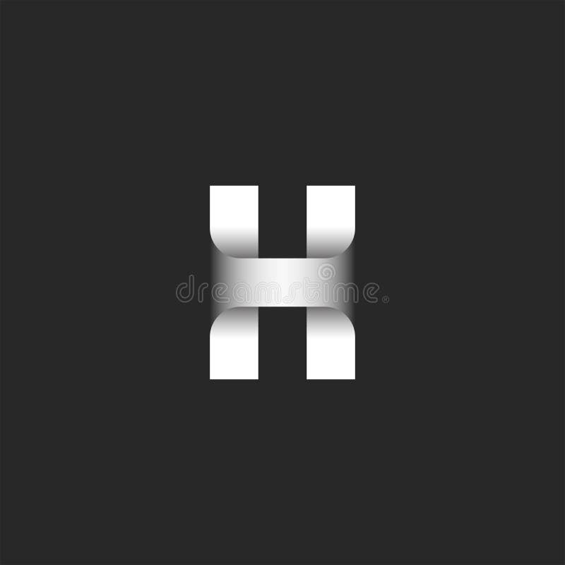 Bold Letter H Logo Initial Monogram 3d Stripe Shape White Gradient Emblem For Business Card Creative Tech Design Element Stock Vector Illustration Of Geometric Creative