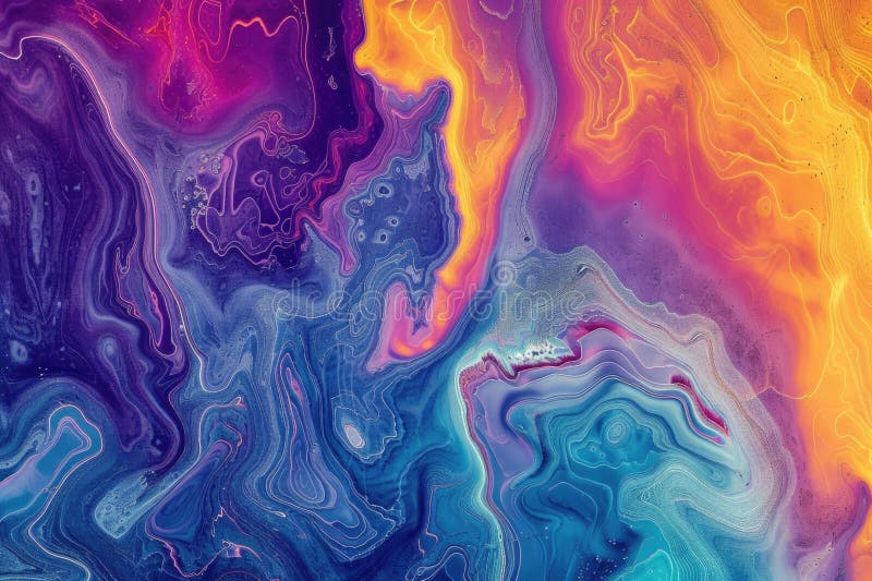 Contururi lichide aldine multicolore fuzionează și curg pe un fond negru, creând o pictură abstractă vibrantă care seamănă cu un royalty free stock photos