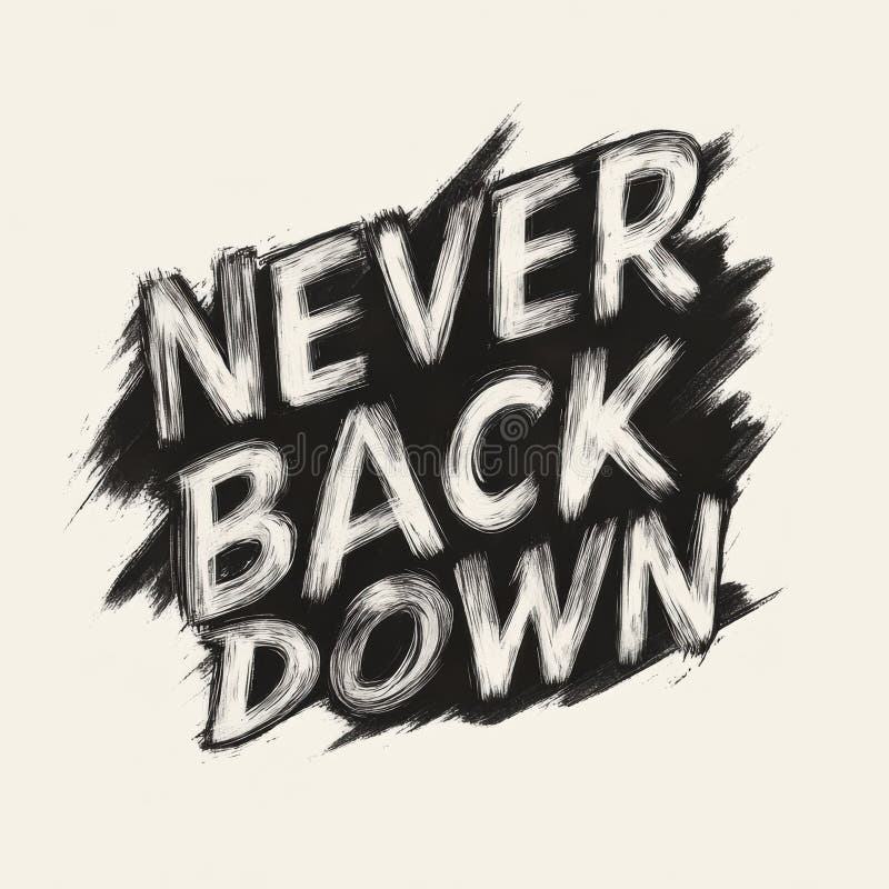 Bold Never Back Down Design With Retro Typography and Minimalistic Charm Generative AI