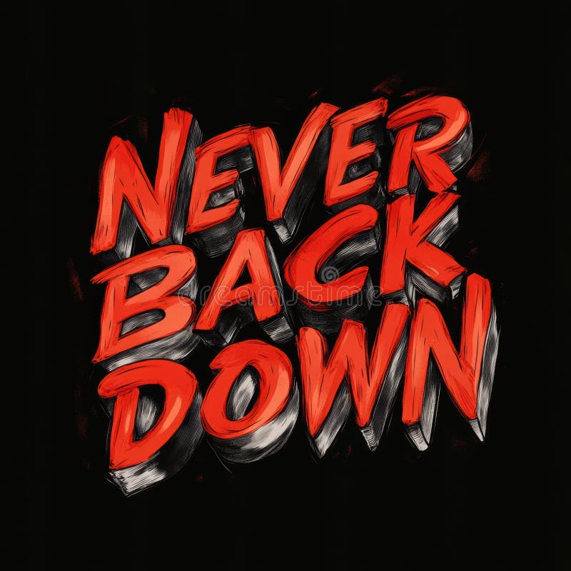 Bold Retro T-shirt Design Featuring Powerful Message Never Back Down Generative AI