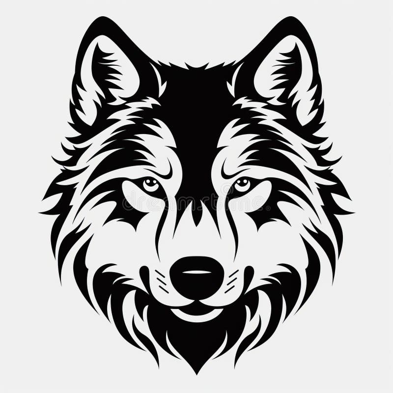 Bold Stencil Wolf Head Design: Black and White Wolf Outline Svg Cutout ...