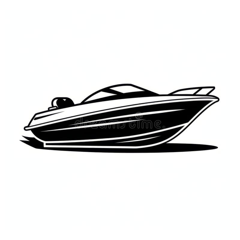 Bold and Streamlined Black and White Boat Illustration Stock ...