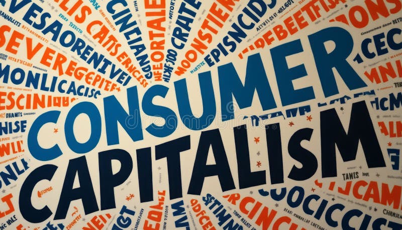Bold typography showcasing the words Consumer Capitalism royalty free stock photo