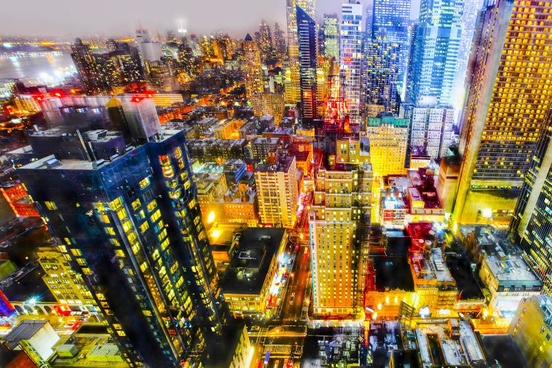 Bold and vibrant colorful city lights night view royalty free stock images