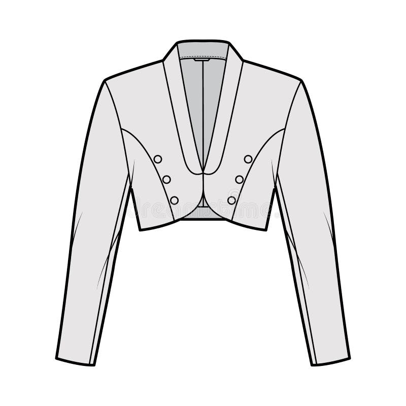 Bolero Jacket Technical Fashion Illustration with Crop Waist Length ...