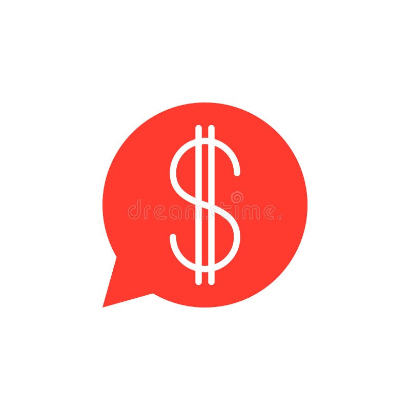 Bolha do discurso com vetor do ícone do sinal de dólar, símbolo liso enchido, ilustração royalty free Bolha do discurso com vetor do ícone do sinal de dólar, símbolo liso enchido, ilustração royalty free