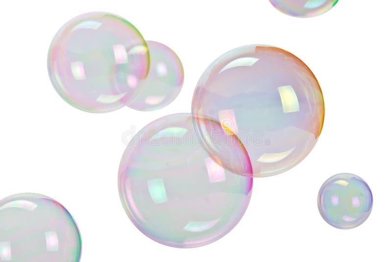 Soap bubbles over white background. Soap bubbles over white background