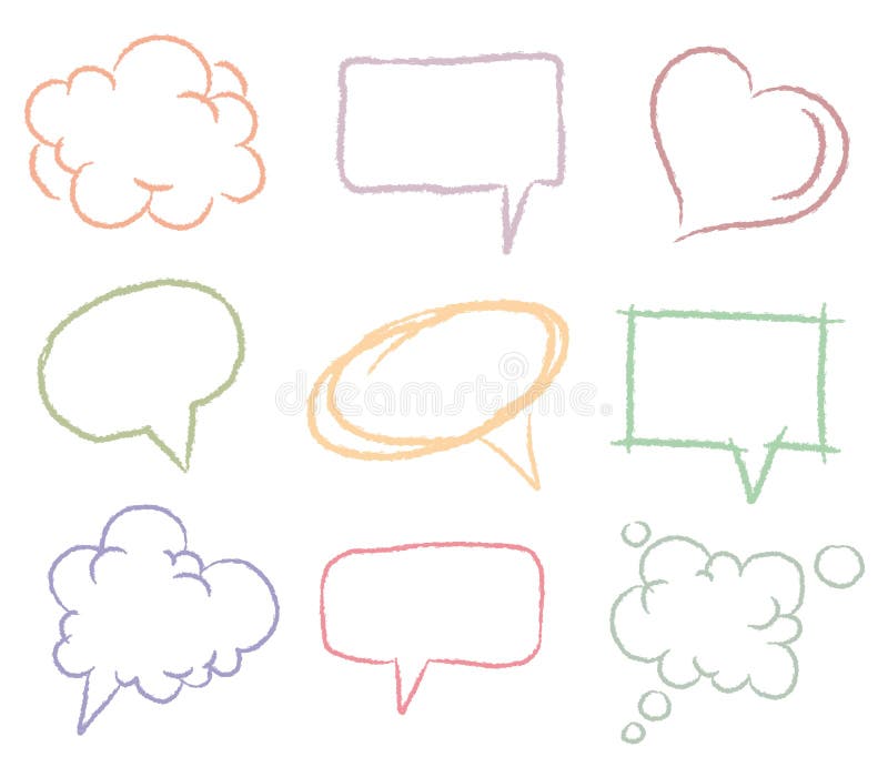 Bolhas do discurso do esboço do Doodle ilustração do vetor Bolhas do discurso do esboço do Doodle ilustração do vetor