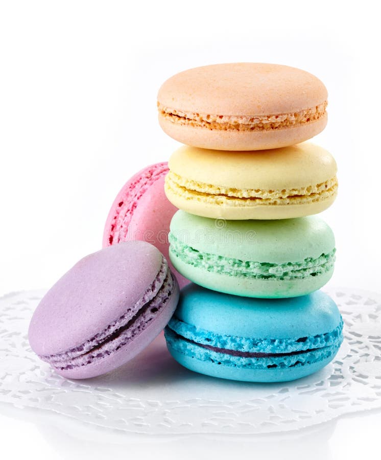 Macarons coloridos fotografia de stock royalty free