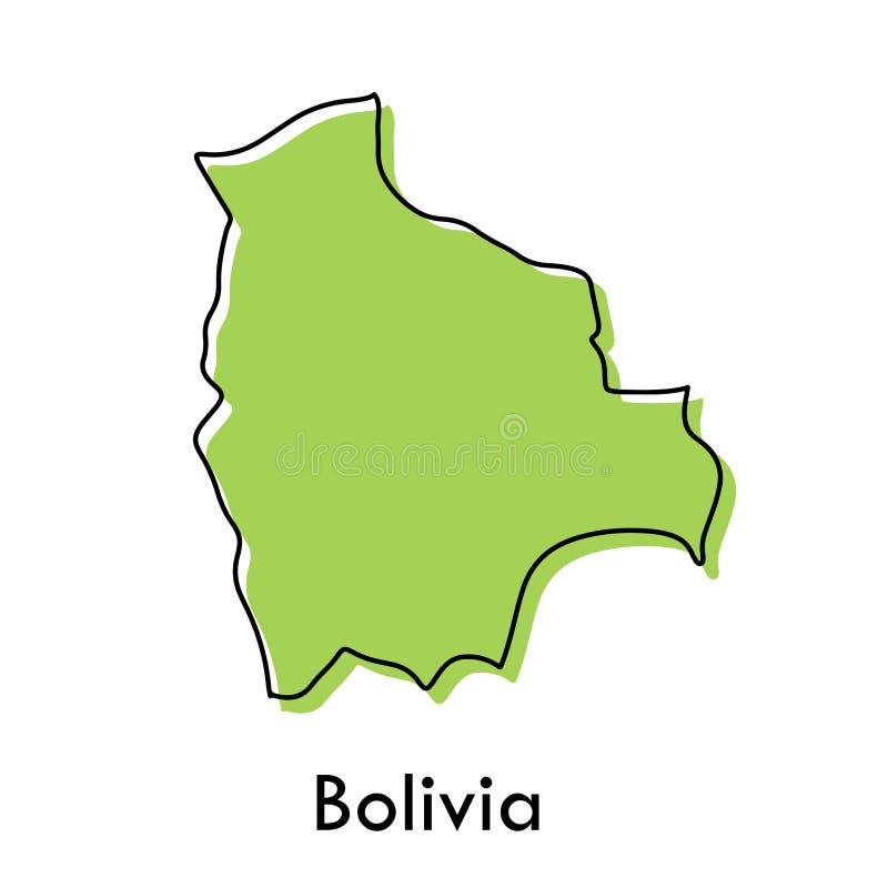 Bolivia Map - Simple Hand Drawn Stylized Concept with Sketch Black Line ...