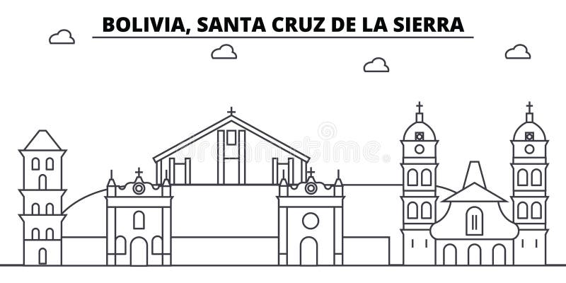 Bolivia, Santa Cruz De La Sierra Architecture Skyline Buildings,  Silhouette, Outline Landscape, Landmarks. Editable Stock Vector -  Illustration of monument, catholic: 102951979