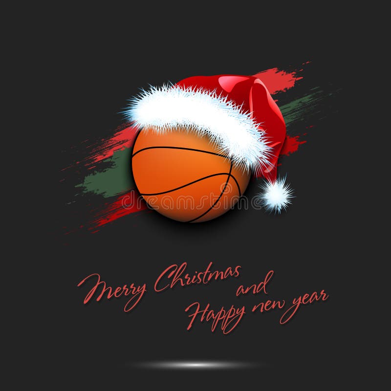 Boll för nytt år och basketi den santa hatten royaltyfri illustrationer Boll för nytt år och basketi den santa hatten royaltyfri illustrationer