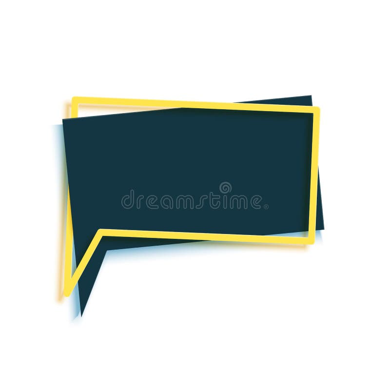 Bolla vocale gialla nell'arte di taglio della carta. memphis style banner con forme geometriche. vignetta colorata con posto per illustrazione vettoriale