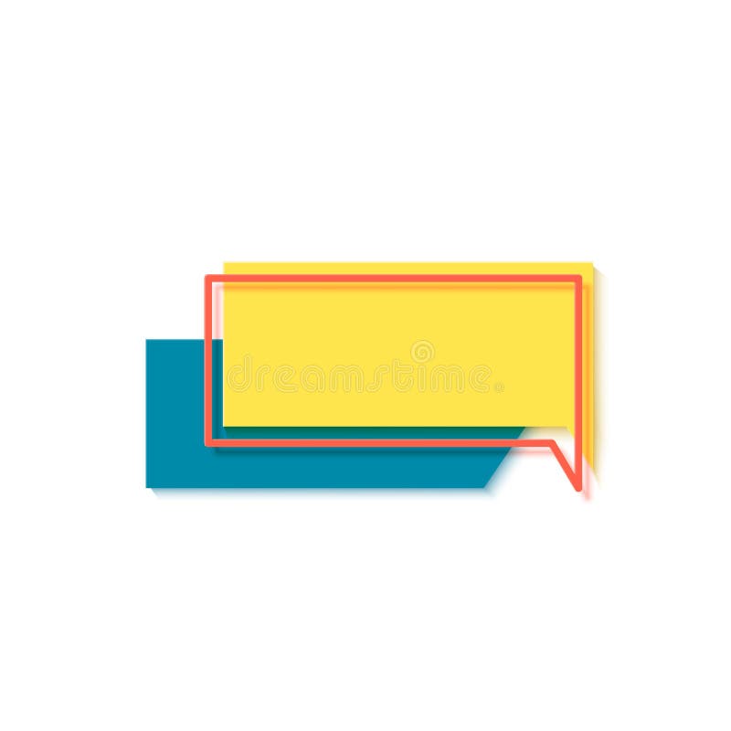 Bolla vocale gialla nell'arte di taglio della carta. memphis style banner con forme geometriche. vignetta colorata con posto per royalty illustrazione gratis