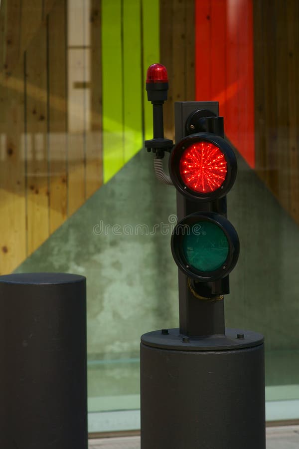 Bollard with traffic light