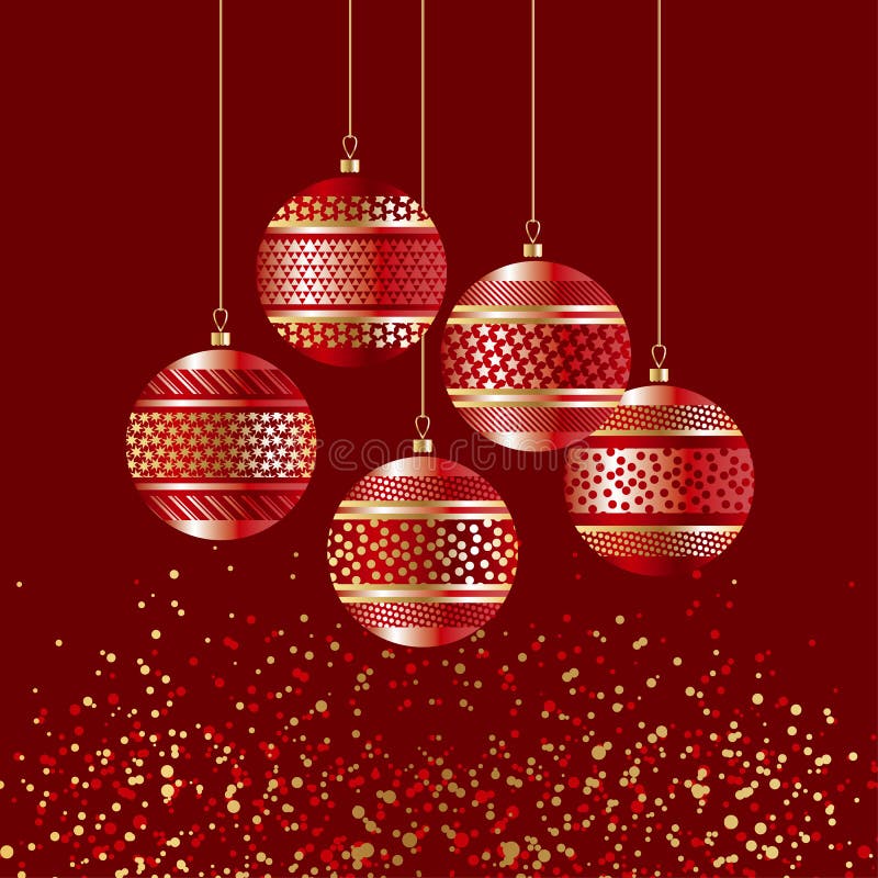 Bolle di lusso di natale di rosso con la decorazione dell'oro illustrazione di stock Bolle di lusso di natale di rosso con la decorazione dell'oro illustrazione di stock