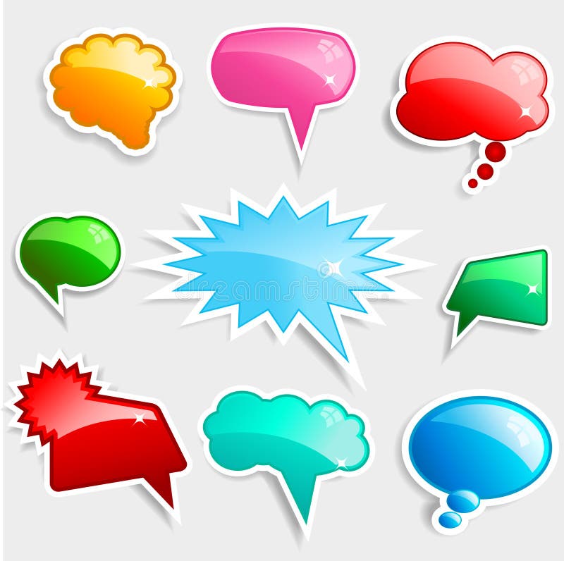Collection of glossy speech bubbles with drop shadows. Collection of glossy speech bubbles with drop shadows