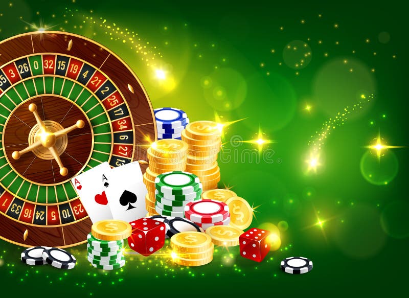 Fundo Casino Com Cartão Jogo Ouro Dados Ouro imagem vetorial de