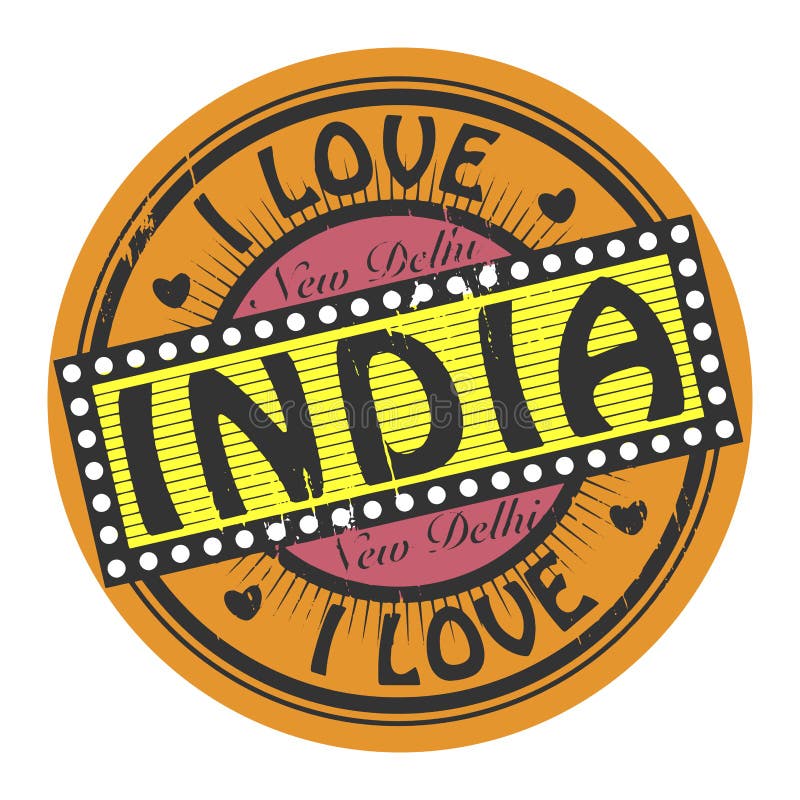 Bollo di colore di lerciume con amore India del testo I dentro illustrazione vettoriale Bollo di colore di lerciume con amore India del testo I dentro illustrazione vettoriale