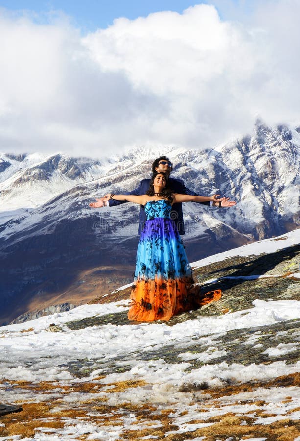 Bollywood actors in summer costumes are making film over the Swiss Alps.
