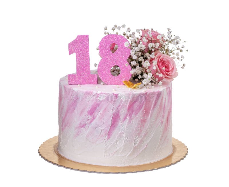 18 ANOS DE BOLO DE ANIVERSÁRIO Imagem de Stock - Imagem de florescer, flor:  141275681