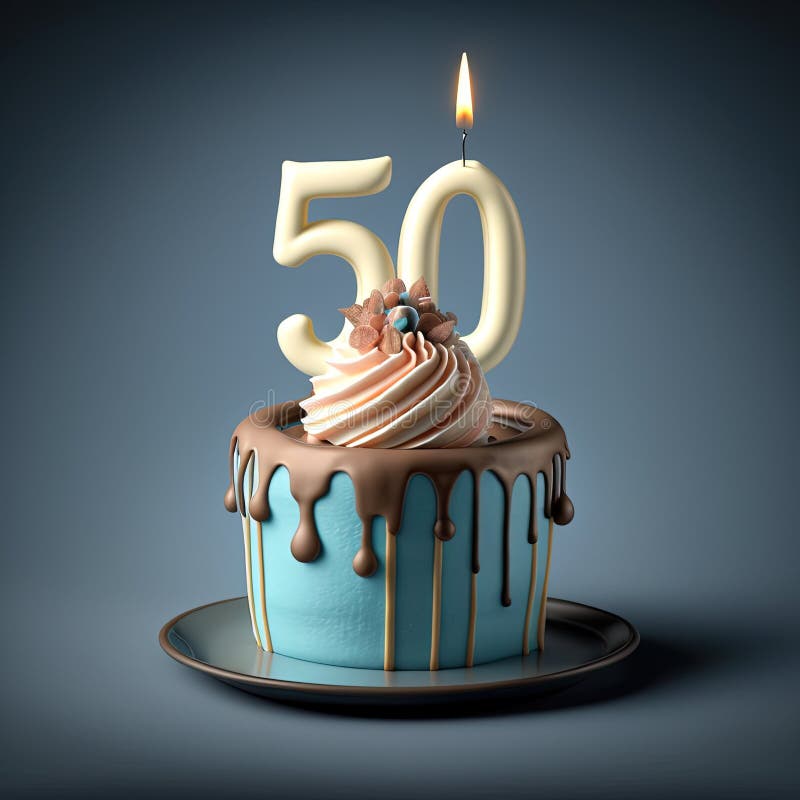 Bolo De Aniversário De 50 Anos. Ai Generativo Ilustração Stock - Ilustração  de festivo, especial: 275045323