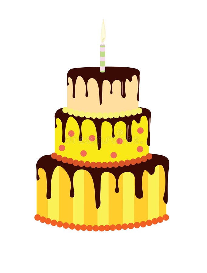 Bolo de aniversário amarelo ilustração royalty free Bolo de aniversário amarelo ilustração royalty free