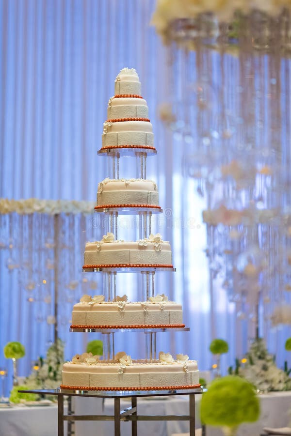 A tiered wedding cake at wedding. A tiered wedding cake at wedding