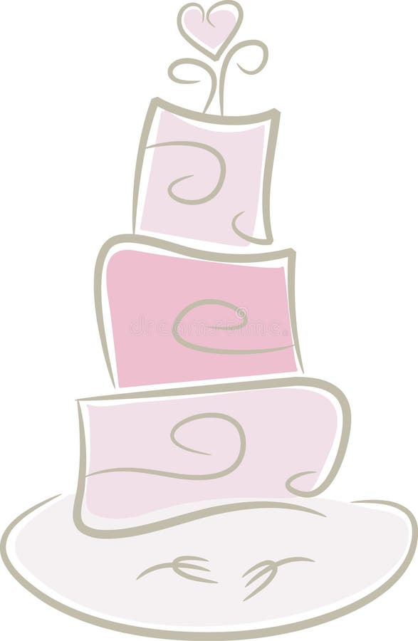 Bolo de casamento na cor-de-rosa ilustração stock Bolo de casamento na cor-de-rosa ilustração stock